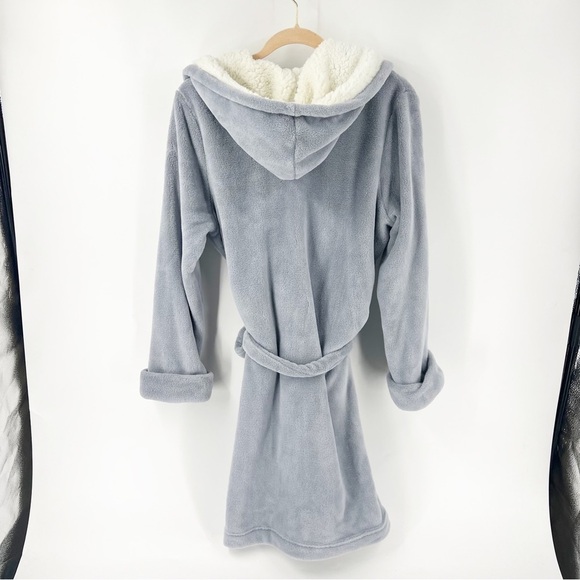 ✅ VICTORIA'S SECRET GREY/PINK/CREAM COZY ROBE WITH SASH SIZE LARGE - Picture 4 of 7